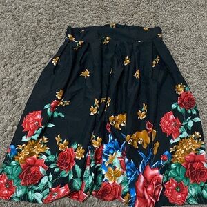 Flower Pattern Flare Skirt
